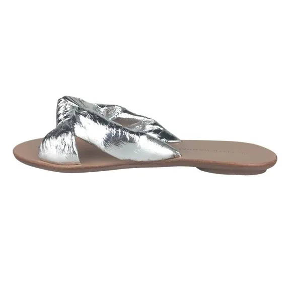 Loeffler Randall Metallic Silver Slides Sandals