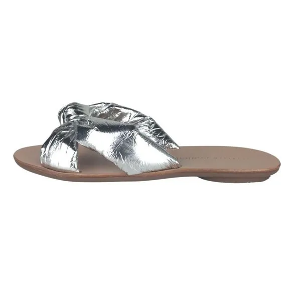 Loeffler Randall Metallic Silver Slides Sandals
