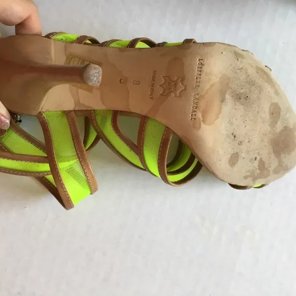 Loeffler Randall Paige Mesh Neon Yellow High Heeled Sandals Size 8