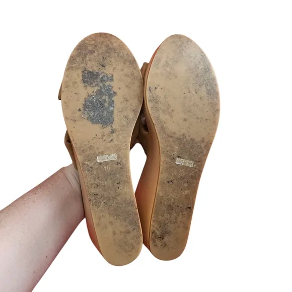 Loeffler Randall Sienna Taylor Suede Wedge Wood Sandals Size 10 Narrow