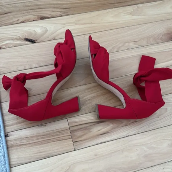 Loeffler Randall sz 6.5 cloth heeled sandals tied