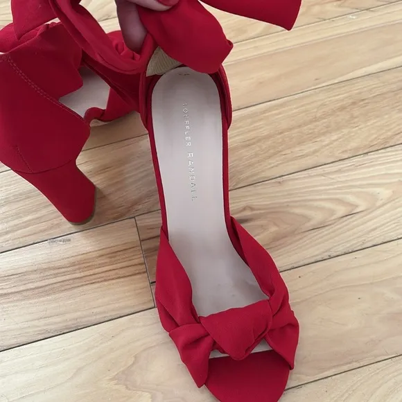 Loeffler Randall sz 6.5 cloth heeled sandals tied