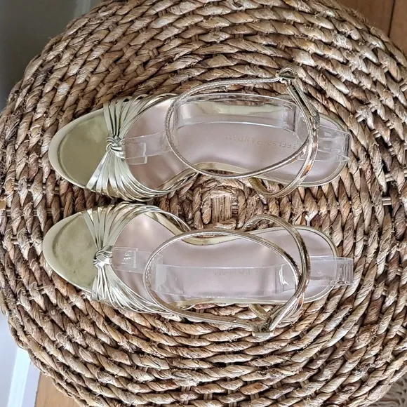Loeffler Randall Womens Ada Knotted Gold Metallic Leather 4&quot; Heel Sandals S-8.5