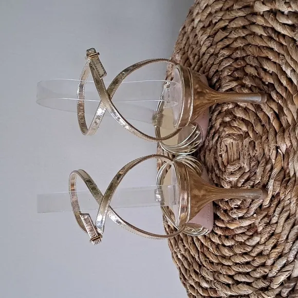 Loeffler Randall Womens Ada Knotted Gold Metallic Leather 4&quot; Heel Sandals S-8.5