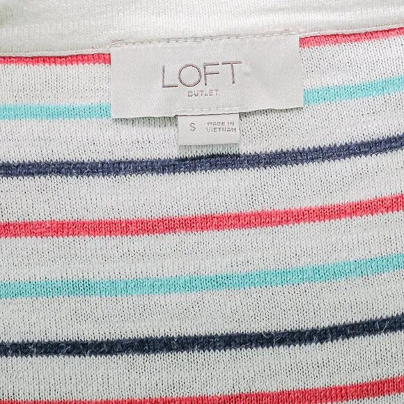 LOFT Colorful Striped Cotton‎ Knit Sweater Cotton Crew Neck Summer Spring Top