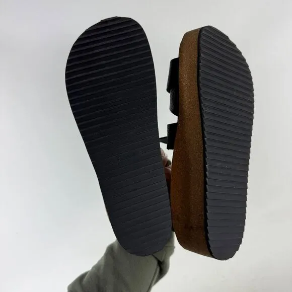 Loints Of Holland Streefkerk Platform Sandals Women's 8.5 Black Leather Straps