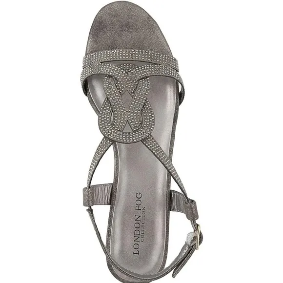 London Fog Women’s Sandals sz 10 Demi-Wedge Silver NEW # Y-32