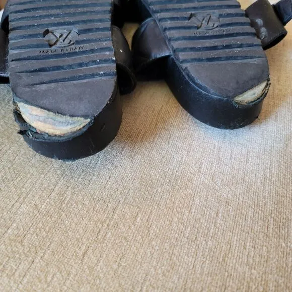 Louis Vuitton black Calfskin New Wave Bom Dia Mule Sandals Black 37/7.5 US
