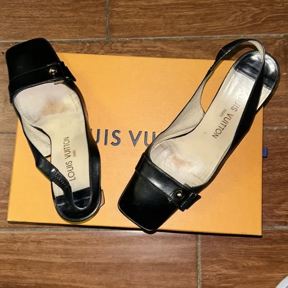 Louis Vuitton Brown Leather Slingback Sandals Size 37
