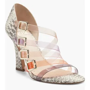 Louise et Cie ISOLDAH Strappy Buckle Leather Caged Pump Grey Snake: NWOT