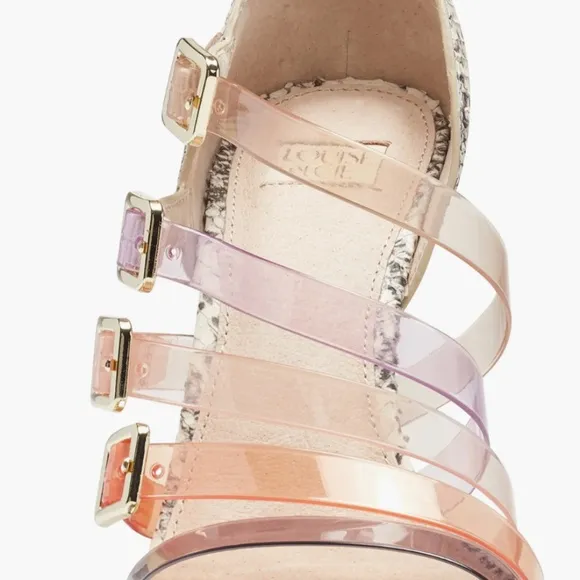 Louise et Cie ISOLDAH Strappy Buckle Leather Caged Pump Grey Snake: NWOT