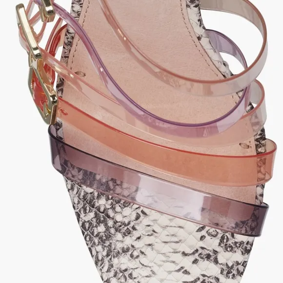 Louise et Cie ISOLDAH Strappy Buckle Leather Caged Pump Grey Snake: NWOT