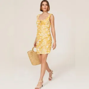 Louna Mini Dress – White &amp; Yellow – Size Small – Perfect for Spring &amp; Summer!