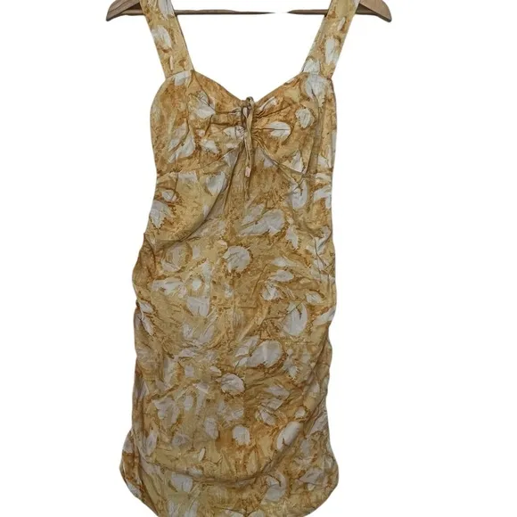 Louna Mini Dress – White &amp; Yellow – Size Small – Perfect for Spring &amp; Summer!