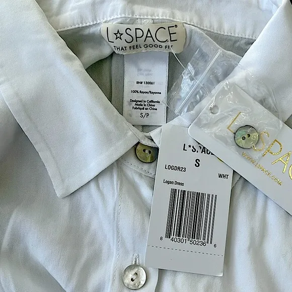 LSPACE LOGAN MAXI DRESS TIE CINCH WAIST WHITE SIZE SMALL NWT