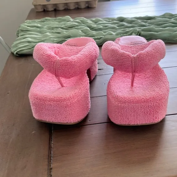 Luau 2 Platform Sandal in Pink Terry Cloth Platform Sandals Jeffrey Campbell