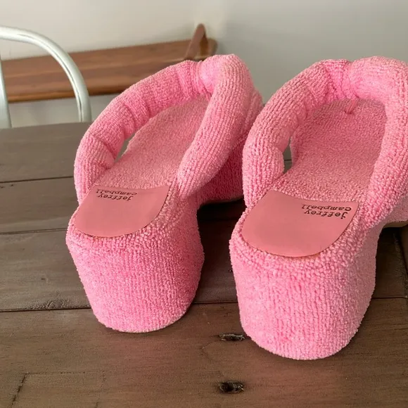 Luau 2 Platform Sandal in Pink Terry Cloth Platform Sandals Jeffrey Campbell