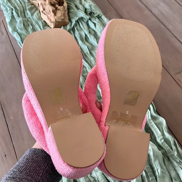 Luau 2 Platform Sandal in Pink Terry Cloth Platform Sandals Jeffrey Campbell
