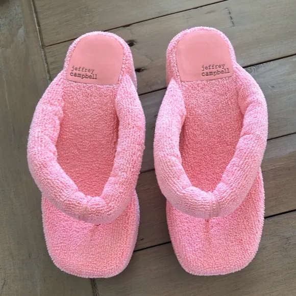Luau 2 Platform Sandal in Pink Terry Cloth Platform Sandals Jeffrey Campbell