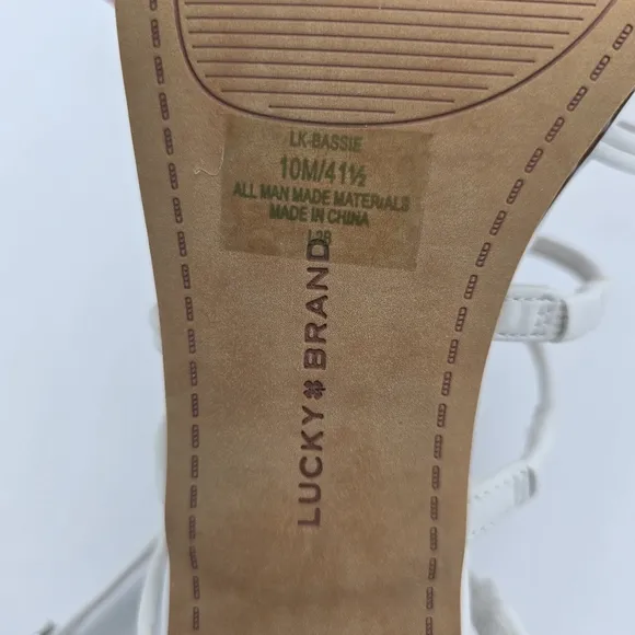 Lucky Brand Bassie Strappy Block Heel Sandals, Open White/Natural, Size 10M