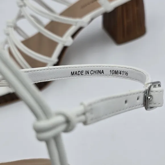 Lucky Brand Bassie Strappy Block Heel Sandals, Open White/Natural, Size 10M