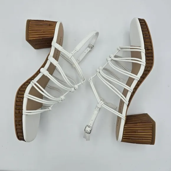 Lucky Brand Bassie Strappy Block Heel Sandals, Open White/Natural, Size 10M