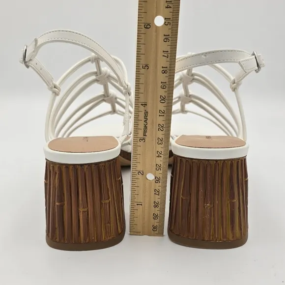 Lucky Brand Bassie Strappy Block Heel Sandals, Open White/Natural, Size 10M