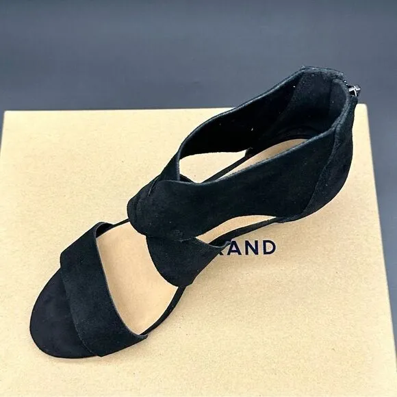 Lucky Brand Jamain black suede wedge sandal size 6 1/2 in box