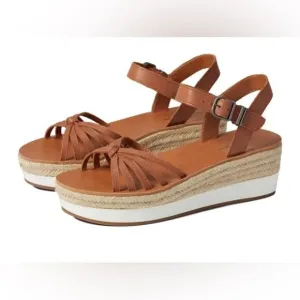 Lucky Brand Sandals Women’s 8 Juniffer Brown Leather Platform Wedge New