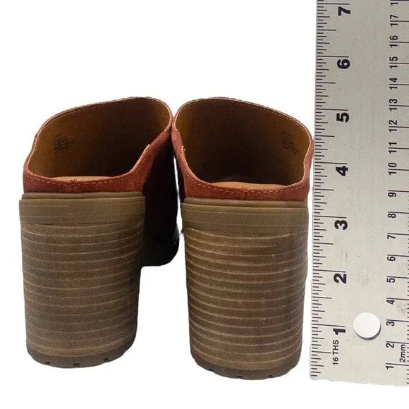 Lucky Brand Womens Chunky Mule Block Heel Dalliey Shoes Sandals Oiled Suede 9.5