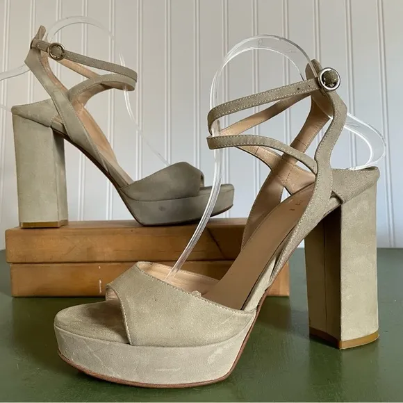 M. Gemi THE NOTTE DUE Retro Sandals/Heels in Sandstone Suede *Italy*