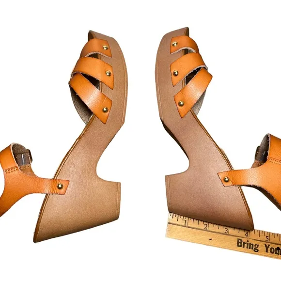 Madden Girl Cindiee Cognac Platform High Heel Sandals