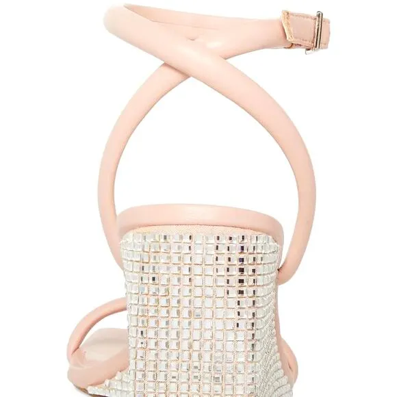 Madden Girl Monet Ankle-Strap Rhinstone Wedge Sandals - Blush - size 10m