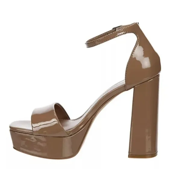 Madden Girl Omega Platform Ankle Strap Pump Dark Nude Patent Leather High Heels
