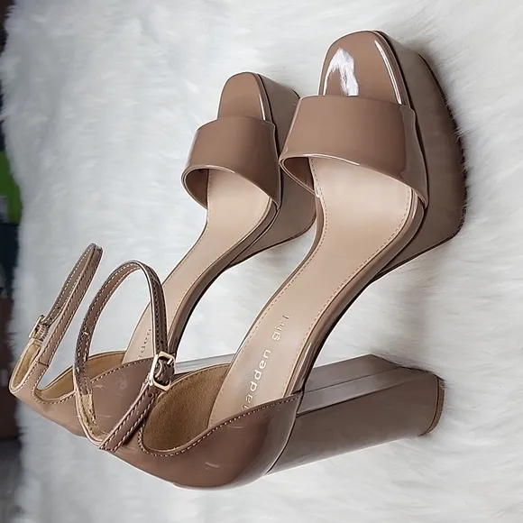 Madden Girl Omega Platform Ankle Strap Pump Dark Nude Patent Leather High Heels