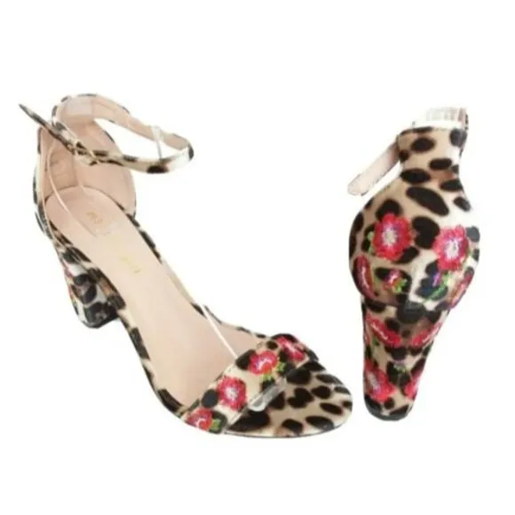 Madden Girl Sandals Women Size 9M Animal Print Behave Embroidered Block Heel