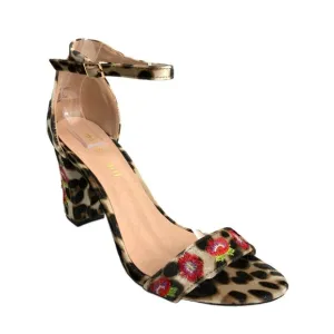 Madden Girl Sandals Women Size 9M Animal Print Behave Embroidered Block Heel