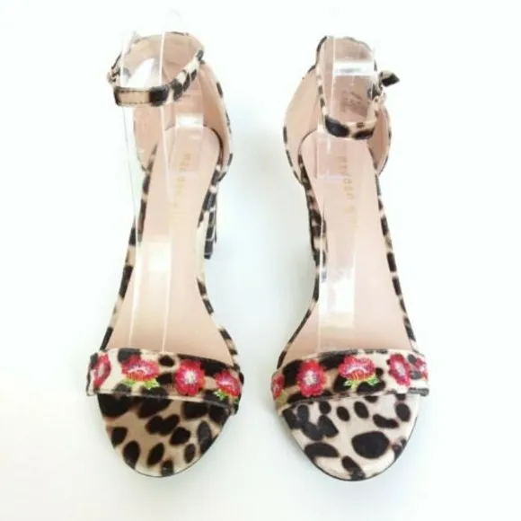 Madden Girl Sandals Women Size 9M Animal Print Behave Embroidered Block Heel