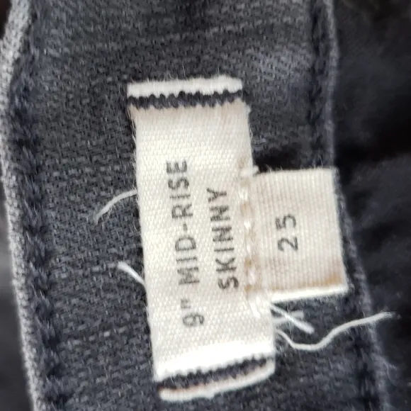 MADEWELL 9&quot; Mid-Rise Skinny Jeans Black Sea sz 25 Women's Casual Ripped Denim
