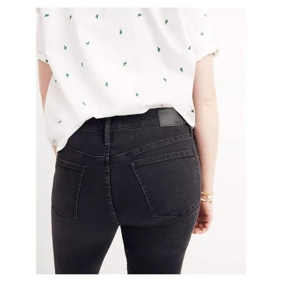 MADEWELL 9&quot; Mid-Rise Skinny Jeans Black Sea sz 25 Women's Casual Ripped Denim