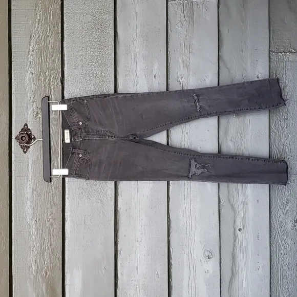 MADEWELL 9&quot; Mid-Rise Skinny Jeans Black Sea sz 25 Women's Casual Ripped Denim