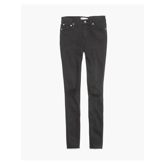 MADEWELL 9&quot; Mid-Rise Skinny Jeans Black Sea sz 25 Women's Casual Ripped Denim