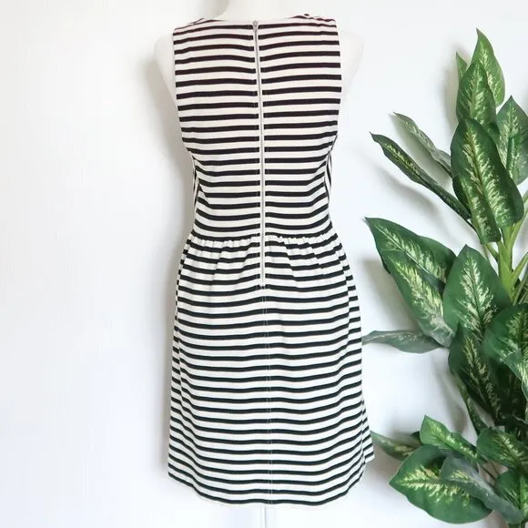 Madewell Black &amp; White Striped Afternoon Fit and Flare Sleeveless Mini Dress M