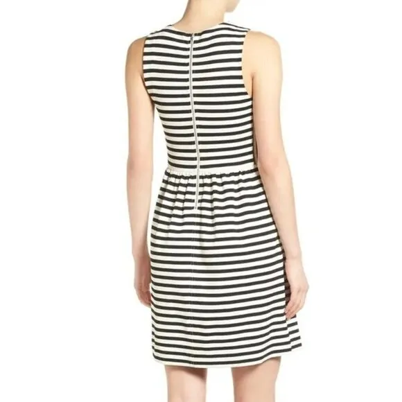 Madewell Black &amp; White Striped Afternoon Fit and Flare Sleeveless Mini Dress M