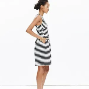 Madewell Black &amp; White Striped Afternoon Fit and Flare Sleeveless Mini Dress M