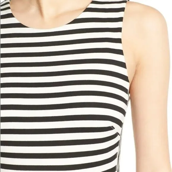 Madewell Black &amp; White Striped Afternoon Fit and Flare Sleeveless Mini Dress M