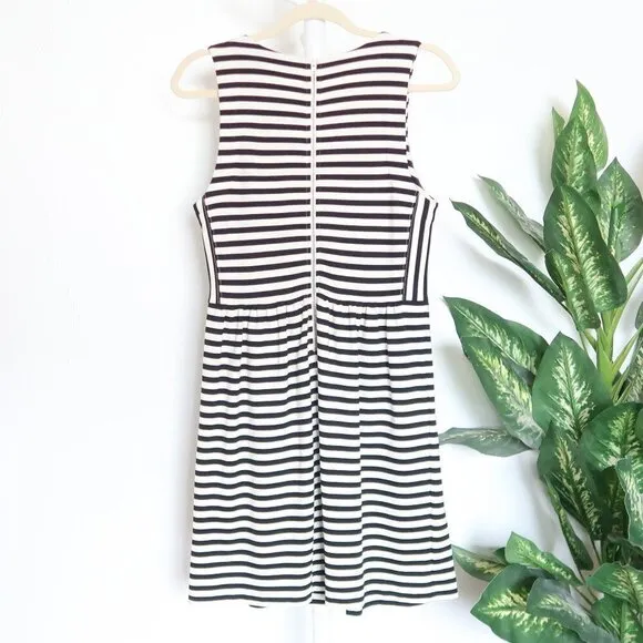 Madewell Black &amp; White Striped Afternoon Fit and Flare Sleeveless Mini Dress M