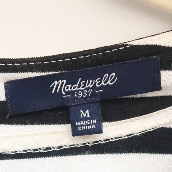 Madewell Black &amp; White Striped Afternoon Fit and Flare Sleeveless Mini Dress M