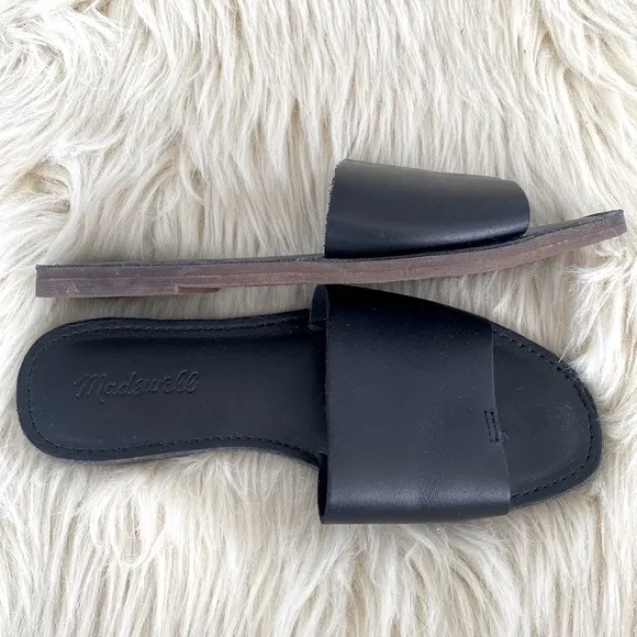 Madewell Black Leather Sandals sz 6.5 Boho Coastal Modern Quality Like New