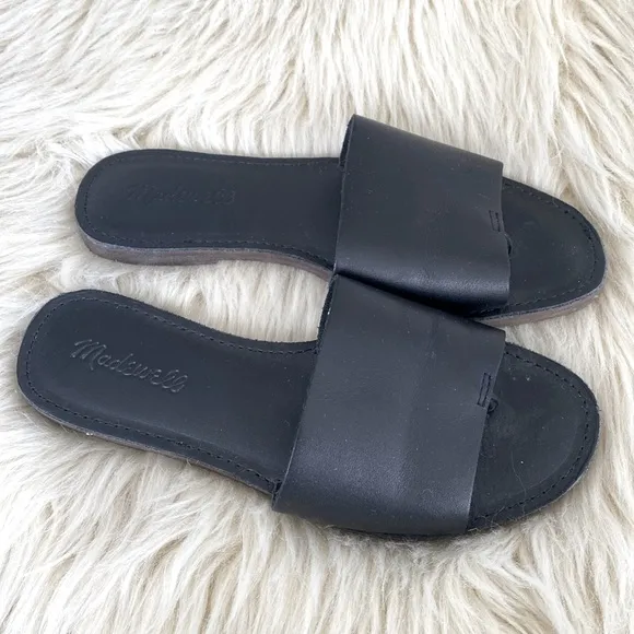 Madewell Black Leather Sandals sz 6.5 Boho Coastal Modern Quality Like New